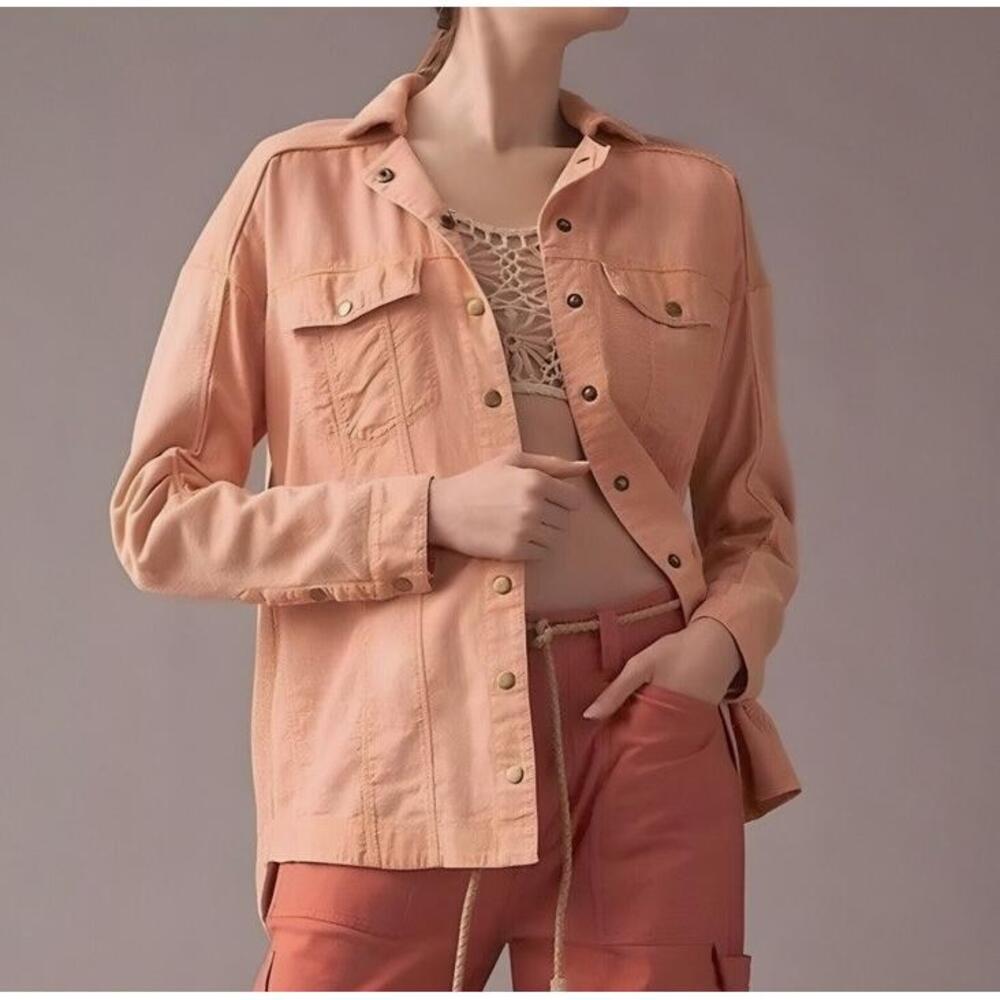 Anthropologie Pilcro Utility Peach Terry Jacket‎ Shacket Size S